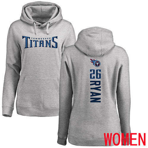 Tennessee Titans Ash Women Logan Ryan Backer NFL Football #26 Pullover Hoodie Sweatshirts->nfl t-shirts->Sports Accessory